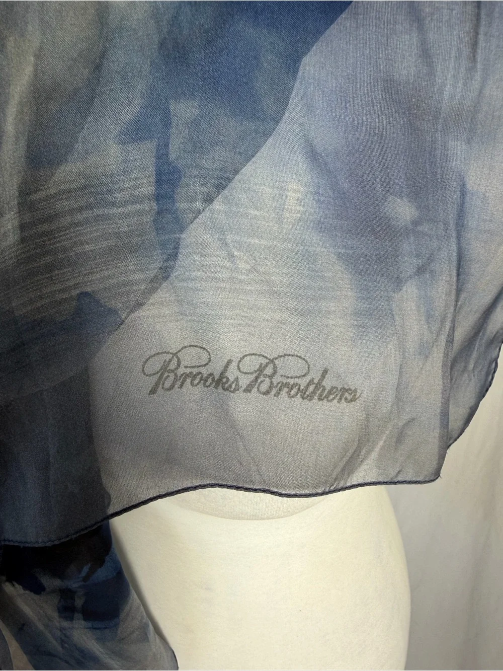 Brooks Brothers Vintage Sheer Navy and Gray Floral Silk Scarf